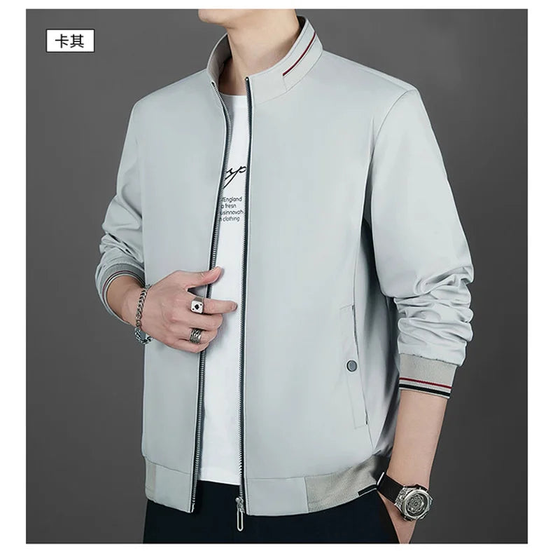 Men's Autumn Fashion Baseball Jackets Long Sleeve Stand Collar Loose Outwears Coats Sport Casual Slim Fit Business Jacket Male