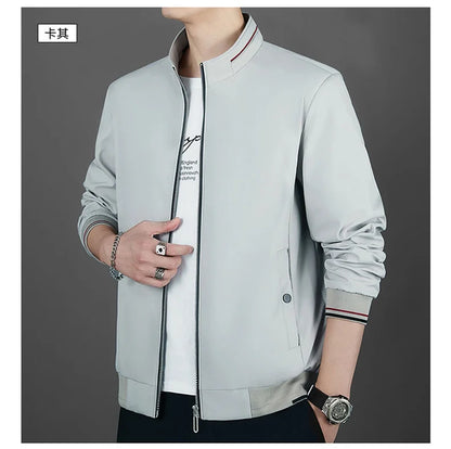 Men's Autumn Fashion Baseball Jackets Long Sleeve Stand Collar Loose Outwears Coats Sport Casual Slim Fit Business Jacket Male