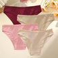 4PCS/SET Women's Cotton Panties Sexy Soft Striped Underpants 12 Solid Color Briefs Female Comfortable Stretch Lingerie M-XL