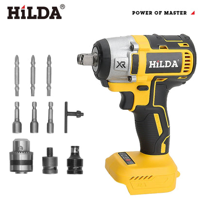 HILDA 1/2" Brushless Impact Wrench 1200N.m High Torque Electric Wrench Power Tool for Scaffolding Tire Repair For Makita Battery