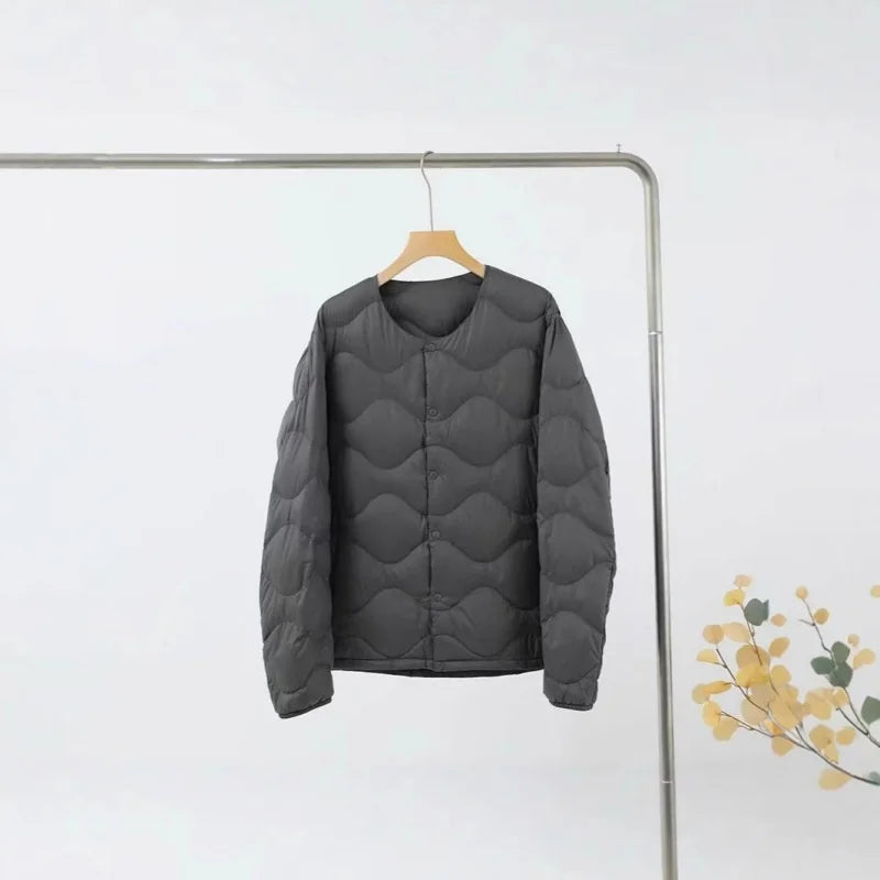 2025 Autumn and Winter Men's New Round Neck/v Collar Down Liner Jacket All-match Fashion Warm Men's Down Jacket Long Sleeve Coat