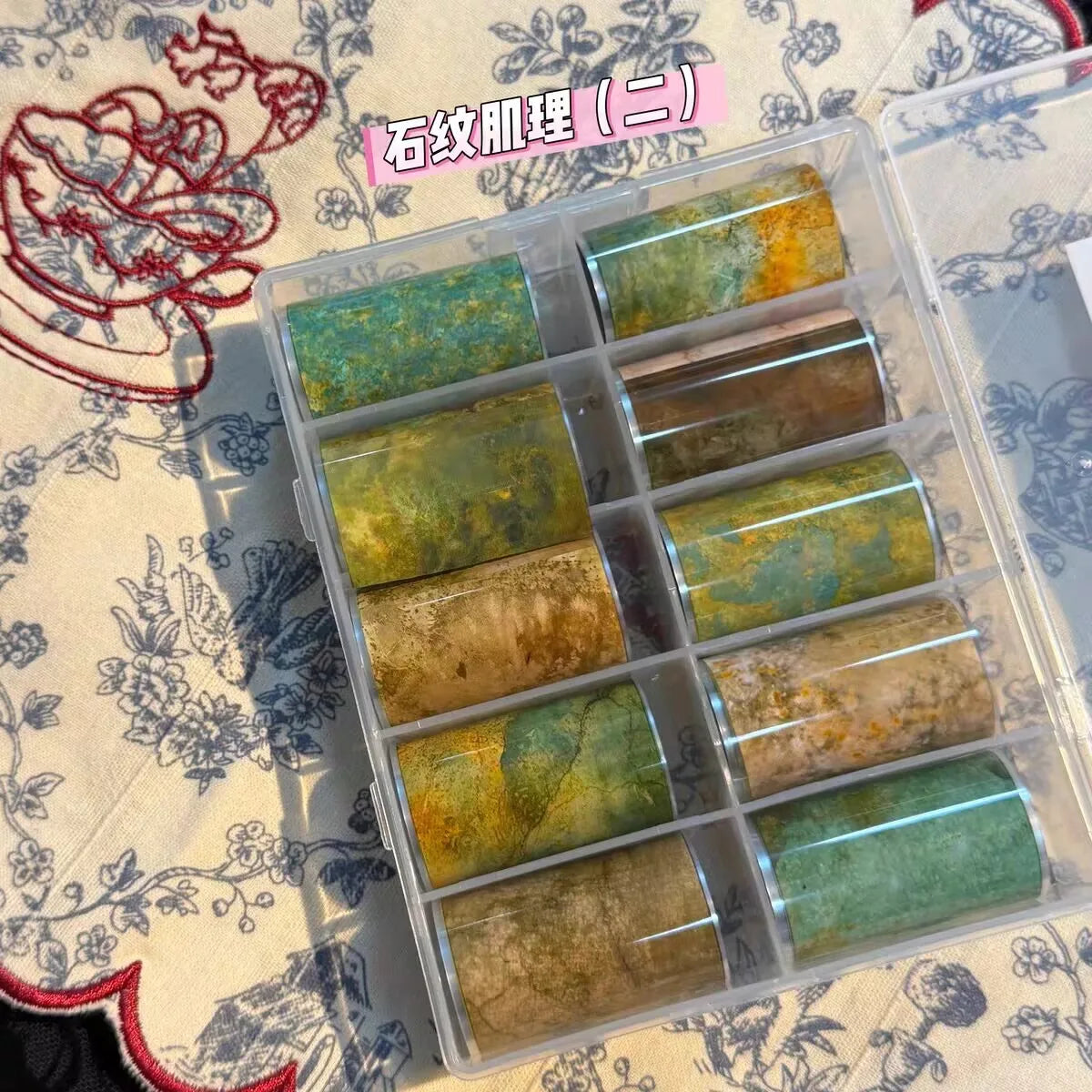 10Rolls Lacce Flower  Nail Foils Transfer Paper  Nail Art Stickers  Manicure Set Decal  Nails Decoration