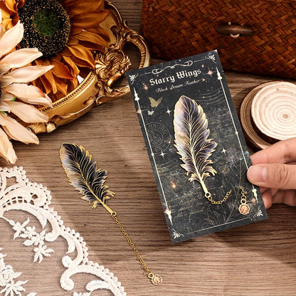1 pc Metal Bookmarks with Chain Pendant Colorful Feather Design Unique Gifts for Book Lovers Writers Students Teachers Holiday