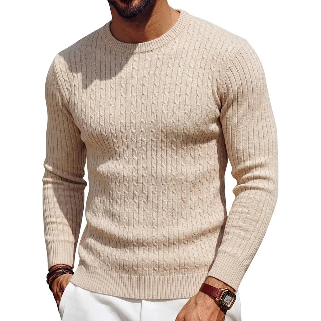 Luxury Knite Crew Neck Sweater Man Cable Long Sleeve Pullover Casual Knitted Shirts Work Jumper Spring Mens Coats Autumn Tops