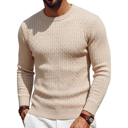 Luxury Knite Crew Neck Sweater Man Cable Long Sleeve Pullover Casual Knitted Shirts Work Jumper Spring Mens Coats Autumn Tops