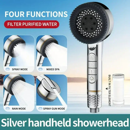 Four-speed Adjustment Filtered Supercharged Shower Head With Multi-functional Water Seal Home Shower Bathroom Accessories