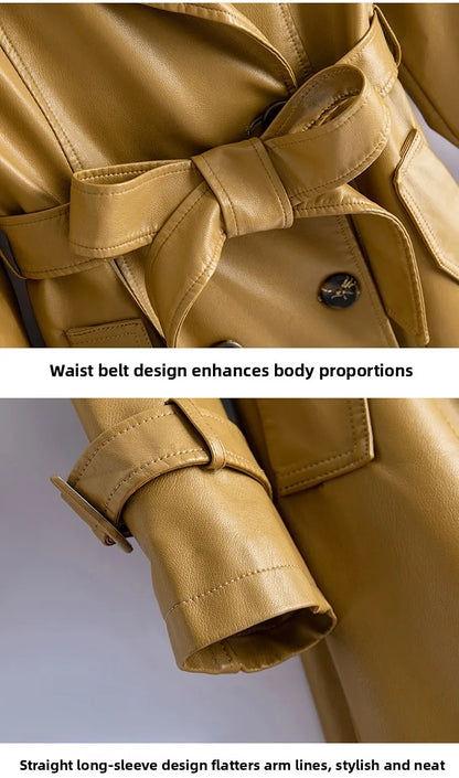 Real Leather Sheepskin Coat Women's Mid-Length Stylish Slimming Autumn Winter New Korean Style Coat Over-Knee Outerwear