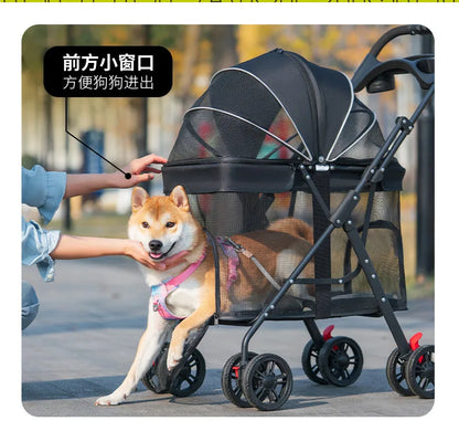 Medium and Large Dog Multi-functional Pet Cart Outdoor Travel Large Walking Dog Cart Portable and Foldable