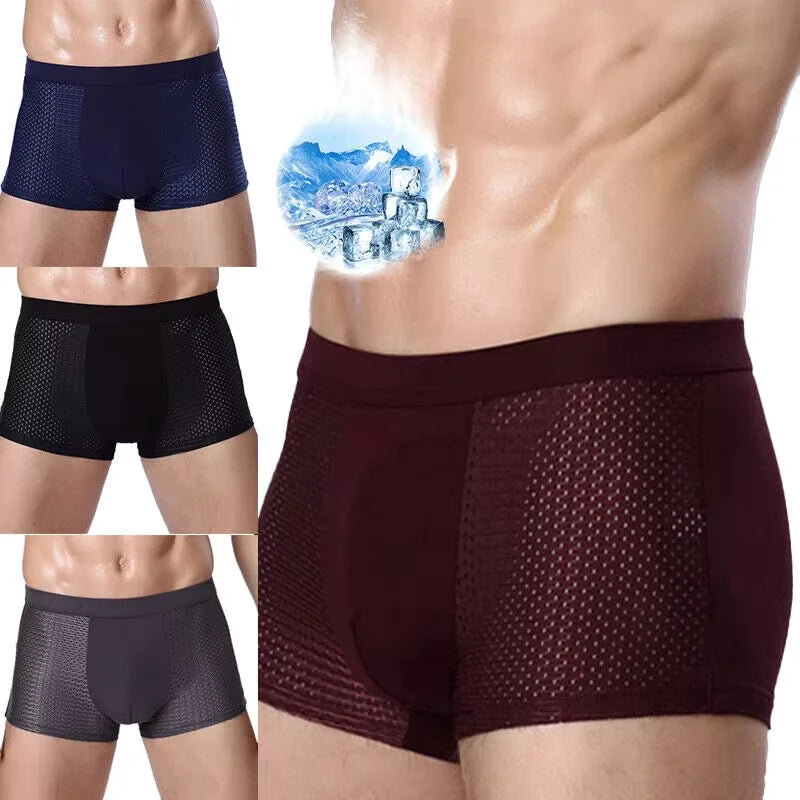 Bamboo Fibre Shorts Men large size Microfiber Fiber Briefs Underwear Compression Stretch plus size
