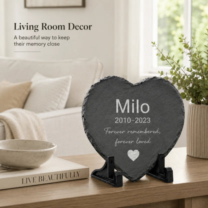 Pet Memorial Photo Slate Custom Heart Picture Stone Dog Cat Memory Stone Home Garden Decoration Gift Keepsake for Pet Lovers