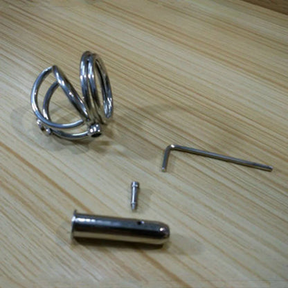 Steel Prince Albert Chastity Cage Male Urethral BDSM Bondage Unique Design Metal Cock Cage Men Cbt Lock Chastity Device
