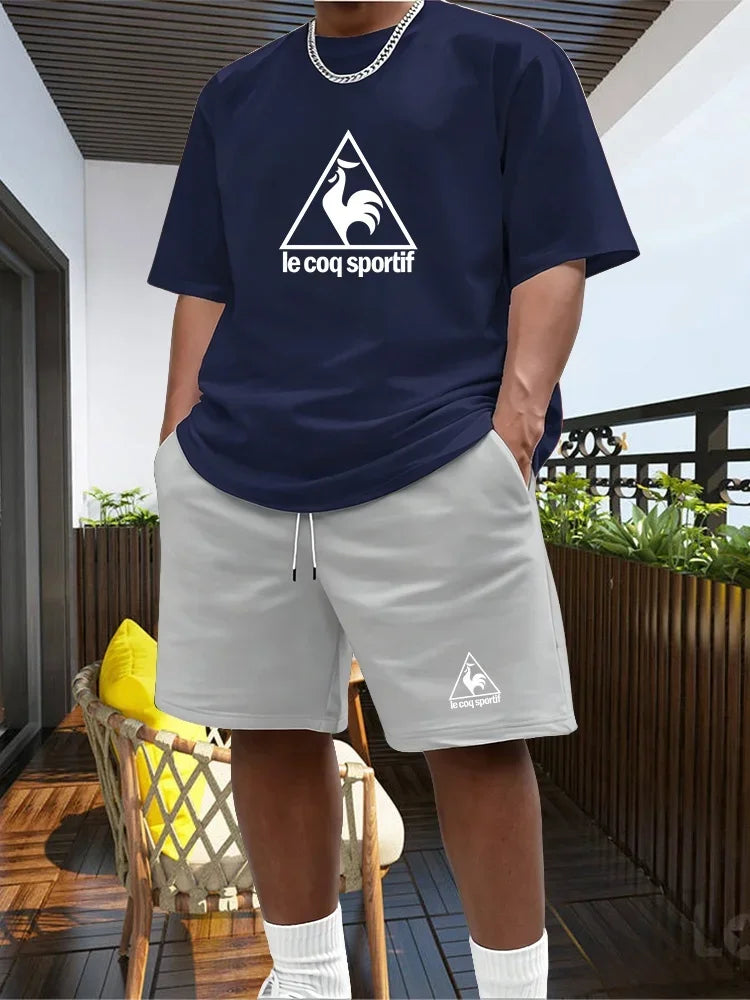 Men's Two-piece Sportswear Short Sleeved T-shirt and Pants Set Running and Fitness Sportswear 2026 Summer Big Discount