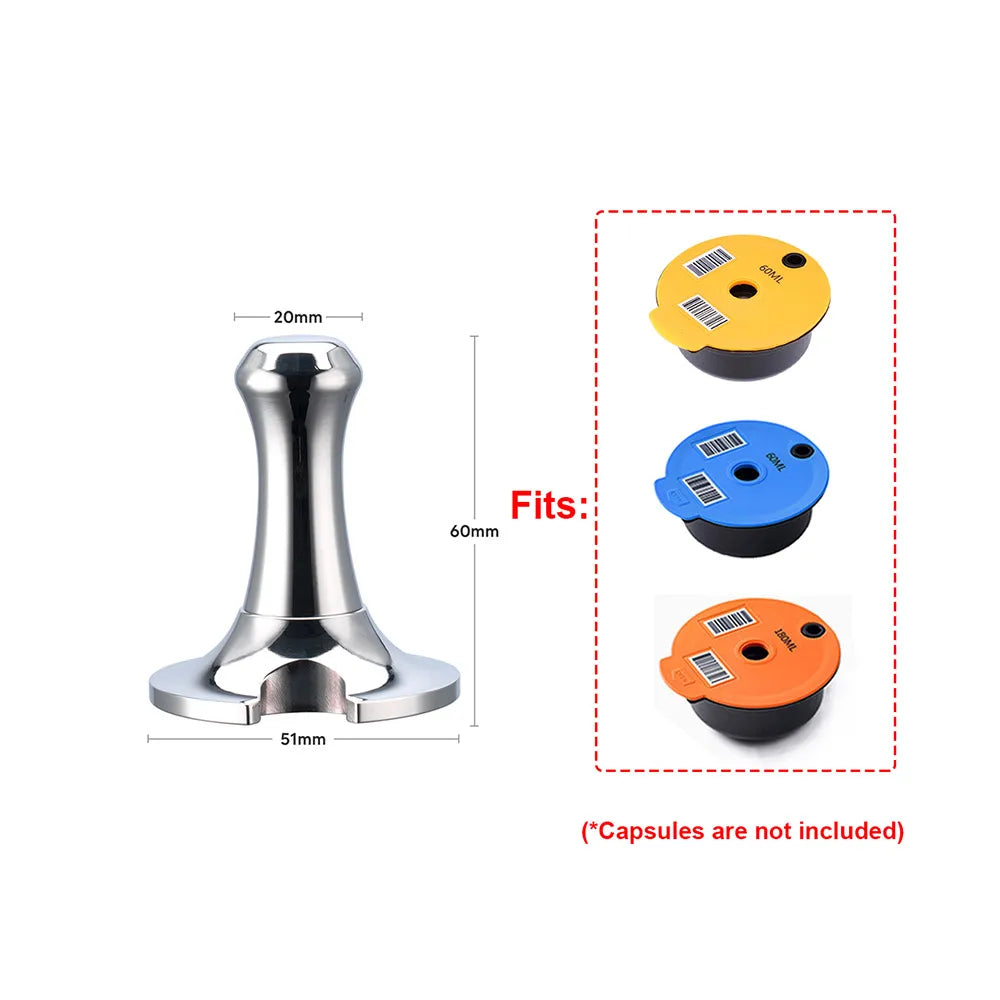 Coffee Tamper Stainless Steel Powder Hammer Pressing For Dolce Gusto Nespresso Delonghi Bocsh Capsule & Portafilter with Spoon
