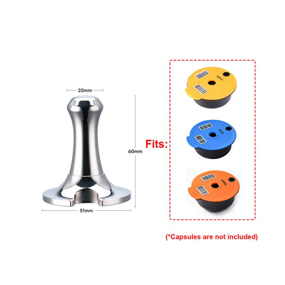 Coffee Tamper Stainless Steel Powder Hammer Pressing For Dolce Gusto Nespresso Delonghi Bocsh Capsule & Portafilter with Spoon