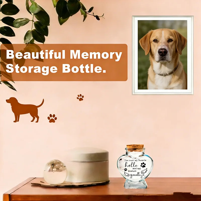 2 PCS Pet Mini Commemorative Urn, Sand Souvenir Sar, Heart-Shaped Glass Urn With Urn Necklace Set