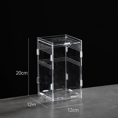 Acrylic Transparent Reptile Terrarium Breeding Box Turtle Cage Nano Arboreal Tarantula Enclosure Dearded Dragon Reptiles Habitat