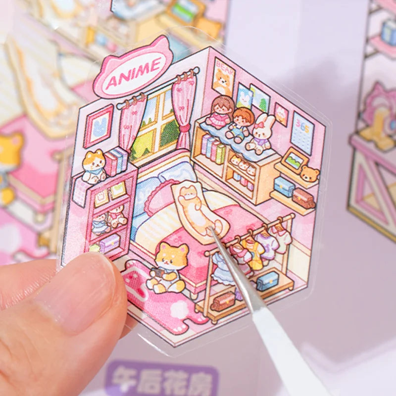 Mr. Paper 13pcs Palm PET 2.0 Sticker Book, Mini Diorama Journal Supplies, 3D Scene Collage, Portable Creative Stationery Sticker