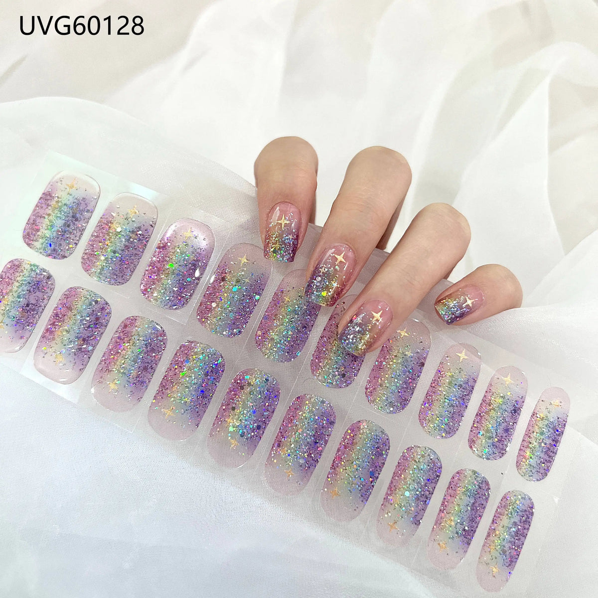 20/22Tips UV Semi cured Gel Nail Stickers Waterproof Long Lasting Full Gel Nail Wraps Press On Nail Decal DIY Manicure