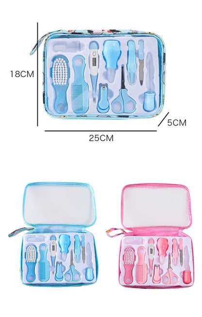 Care & Cleaning Set- 10 - Piece Baby  Newborn Nail Clipper Set, Safe Comb & Brush Gift Box