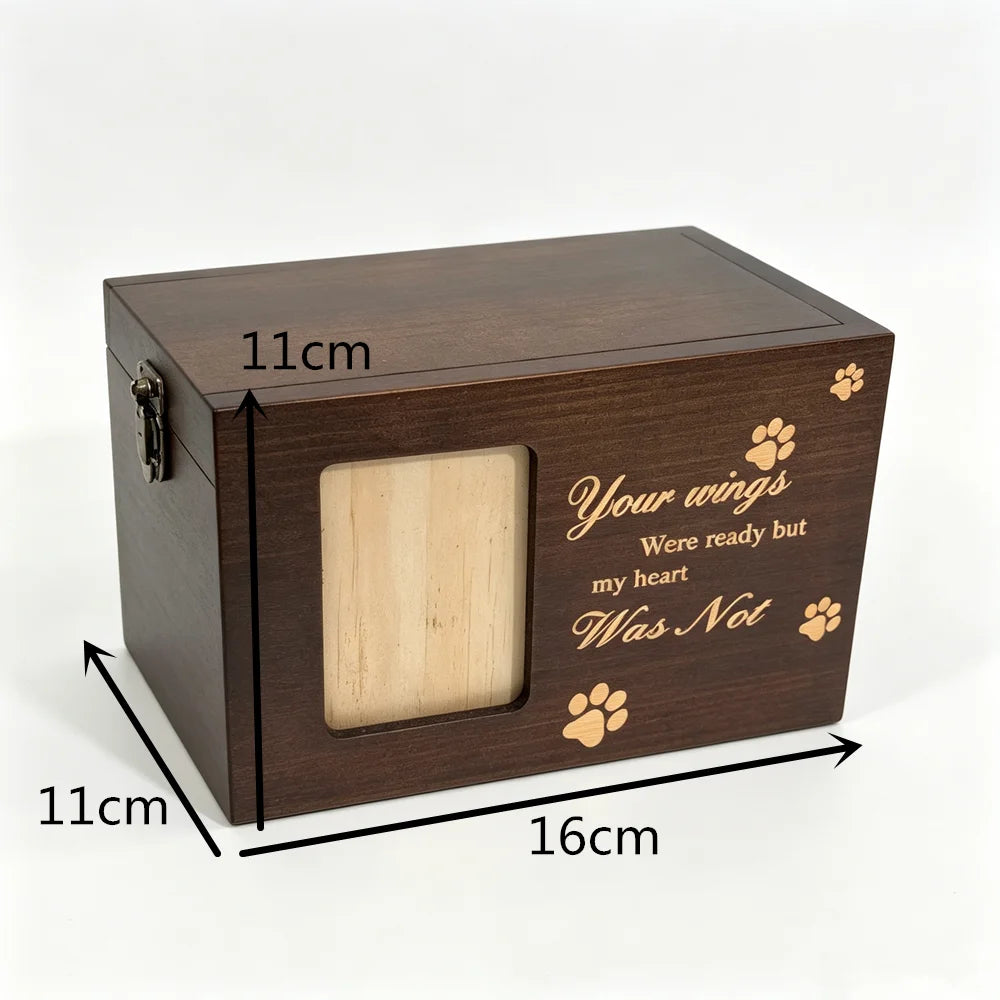 Wooden Pet Urn With Photo Frame Dog Cat Cremation Ashes Box Pet Loss Memorial Keepsake Box Pet Memorial Urn for Home Display