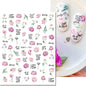 3d Nails Art Decals Spring Fruits Pink Full Tips Peony Magnolia Flowers Adhesive Sliders Stickers Decoration For Nails Manicure