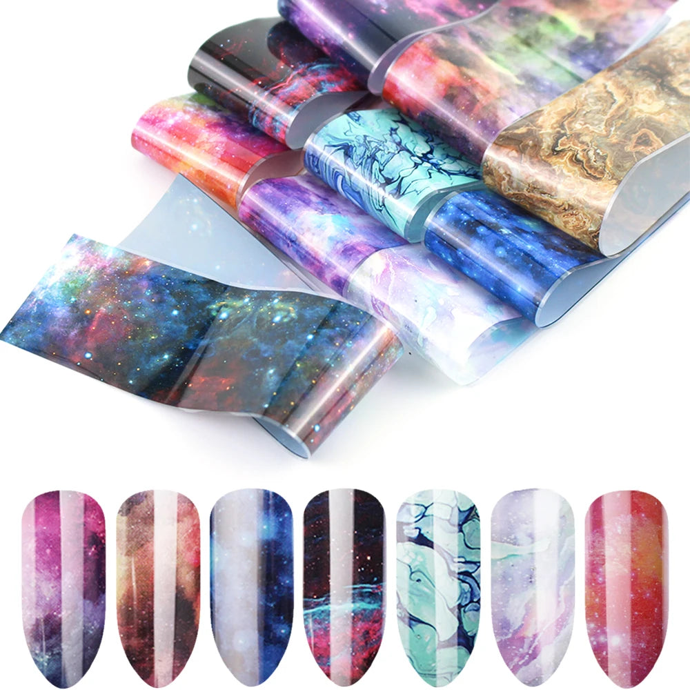 16Pc Holographic Nail Foil Set Starry Transfer 20*4cm Sticker Laser Flowers Leopard Mix Design Decal DIY Nail Art Decoration
