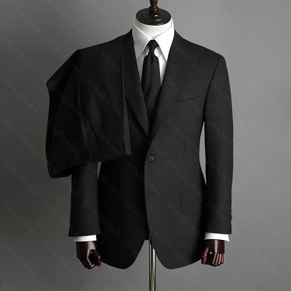 Fashion Gray Men Suits High-end Single Breasted Wedding Tuxedo Business Casual Office Male Suit Slim 2 Piece (Blazer+Pants)