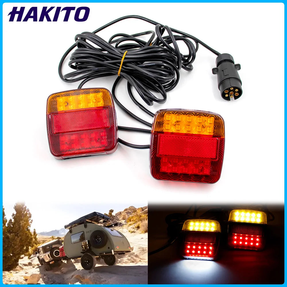 1Set 12V Universal 16 LED Rear Towing Trailer Tail Light 10m Cable 7 Pin Brake Stop License Number Plate Lamp Waterproof Lights