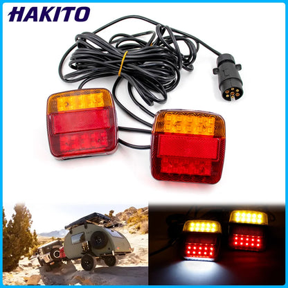 1Set 12V Universal 16 LED Rear Towing Trailer Tail Light 10m Cable 7 Pin Brake Stop License Number Plate Lamp Waterproof Lights