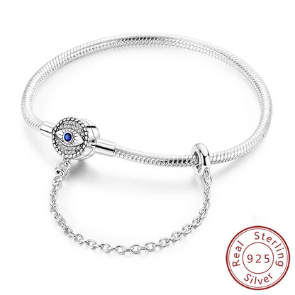 Original 925 Sterling Silver Bracelets 17-20CM Love Heart Flowers Butterfly Charms Beads Bracelet For Women Fashion Jewelry Gift