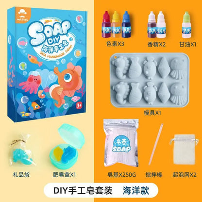 Kids DIY Soap Making Kit Gem Crystal Shapes Handcraft Art Set Creative Molding Craft Toy Birthday Gift for Girls Boys Hobby Play