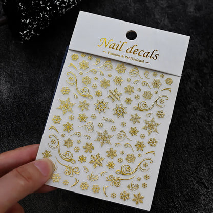 Winter Christmas Atmosphere Nail Stickers Snowman Snowflake Wapiti Self-adhesive High Quality Cute Nail Stickers Nail Art Deco