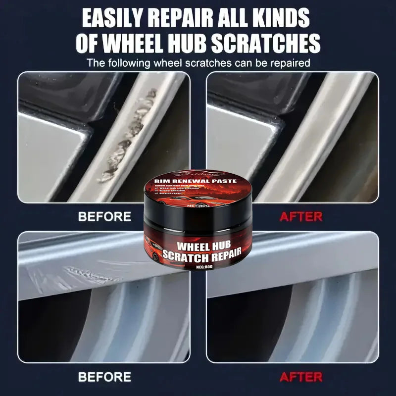 Car Wheel Rim Scratch Refurbishment Paste, Tire Rim Scratch Paint Repair Paste - Black And White Silver Aluminum Alloy Rim Profe