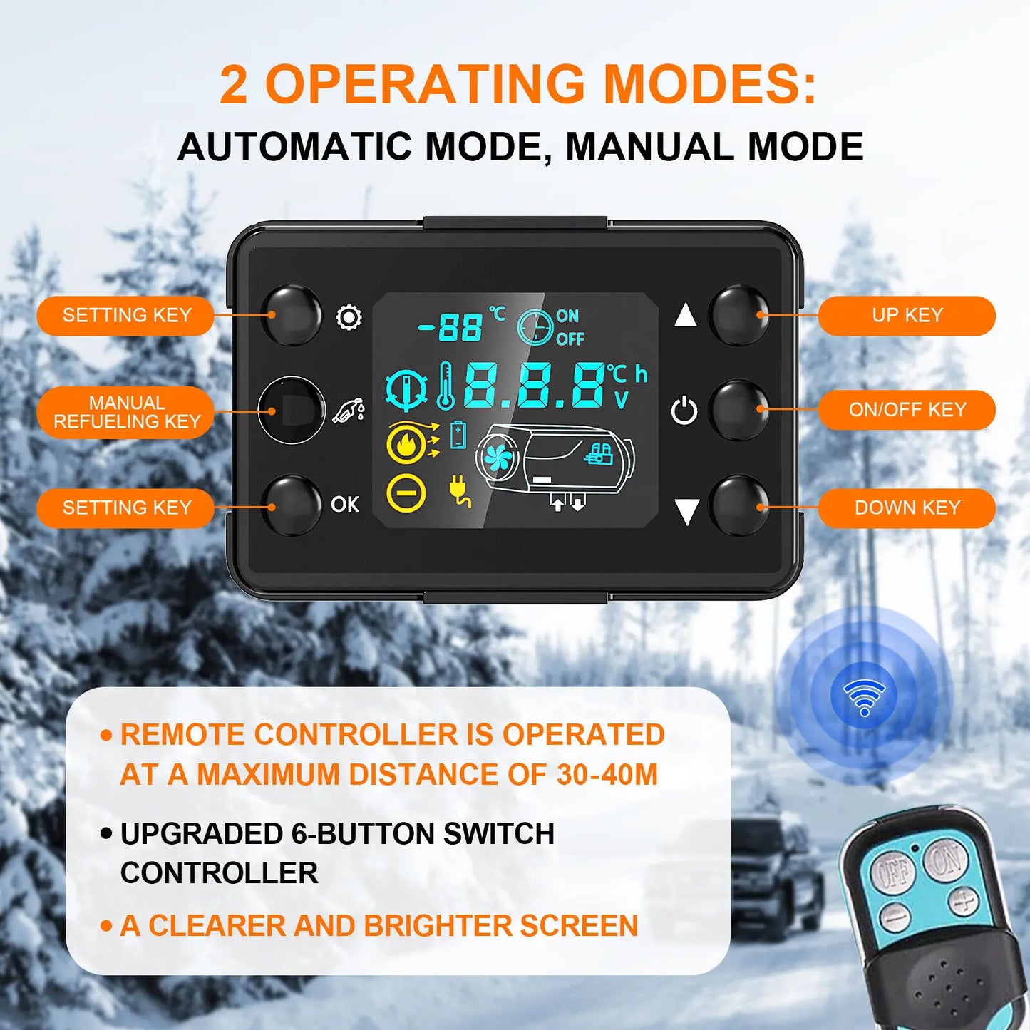 Diesel Heater 5-8KW 12V-24V All in One Car Diesel Air Heater Muffler Remote Control Fast Heating Defrost Defog for Campers Truck