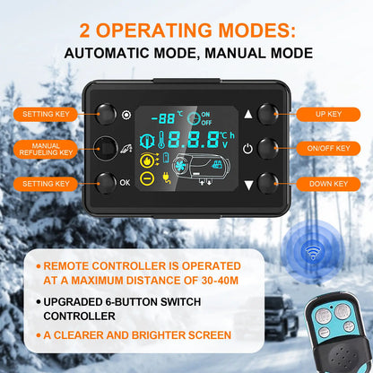 Diesel Heater 5-8KW 12V-24V All in One Car Diesel Air Heater Muffler Remote Control Fast Heating Defrost Defog for Campers Truck