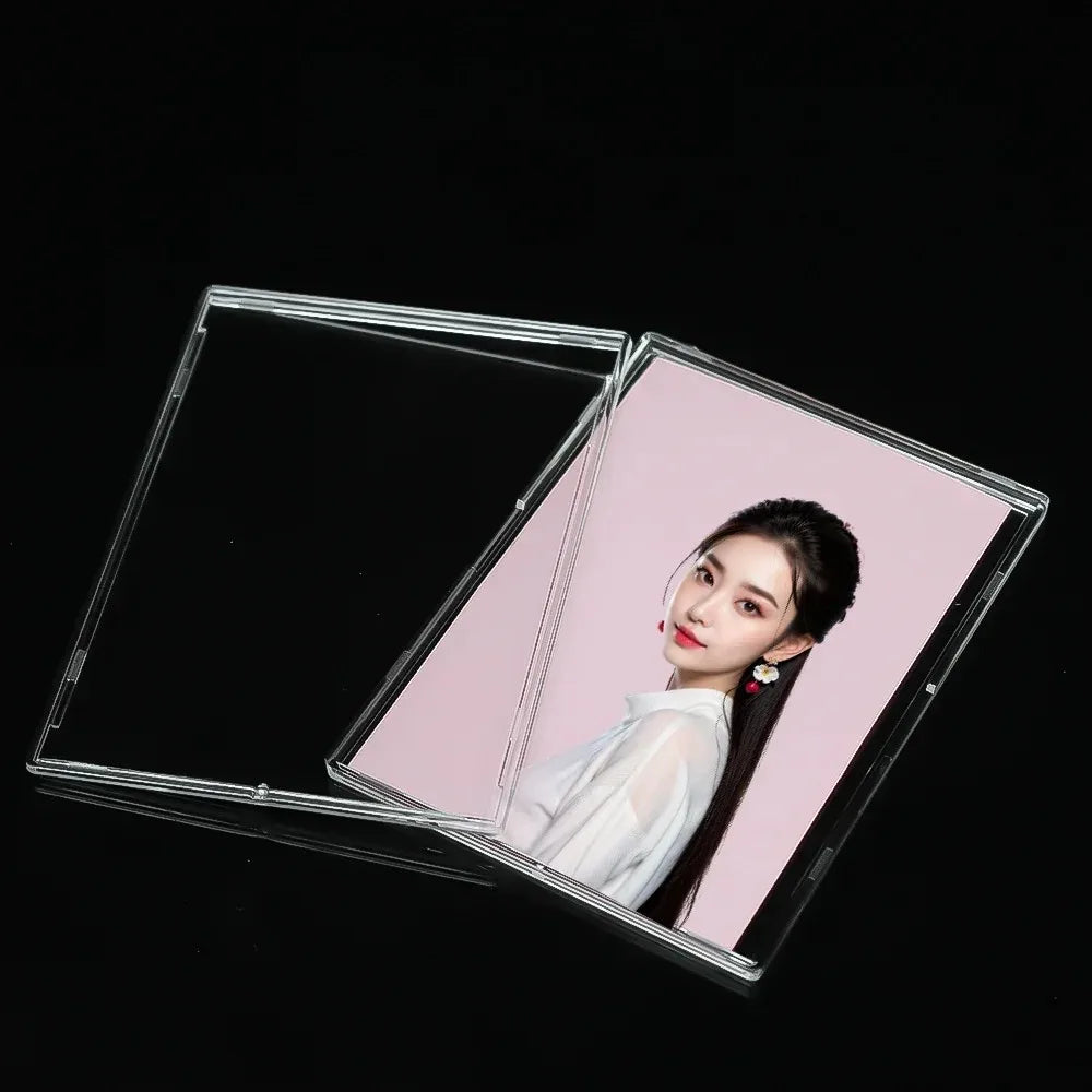 Transparent acrylic card storage clip-type game sports trading card display box K-pop idol photo protective cover non-magnetic
