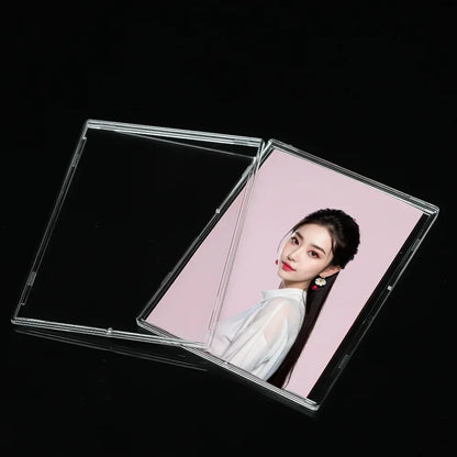 Transparent acrylic card storage clip-type game sports trading card display box K-pop idol photo protective cover non-magnetic
