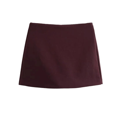 High Waist Solid Skort for Women Fashion Side Zipper Female Shorts Skirts Mujer
