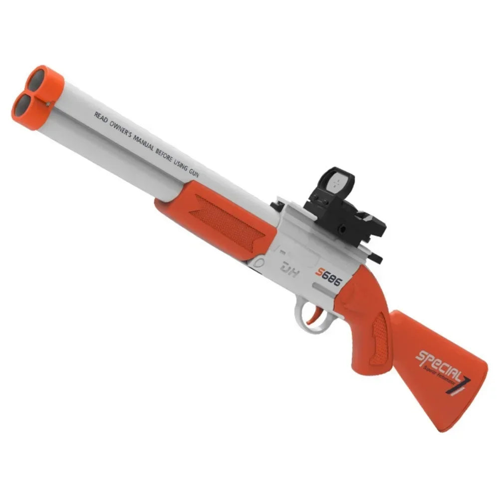 S686 Double Barrel Soft Bullet Toy Gun, Dual‑Shot Foam Dart Launcher with Sight Manual Loading Shooting Toy for Outdoor Game