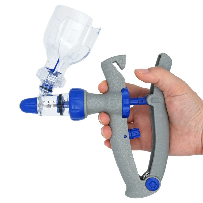 1-10Ml Automatic Veterinary Continuous Syringe / 10Pcs Needles Adjustable Animal Vaccine Injection Livestock Pig Cattle Sheep