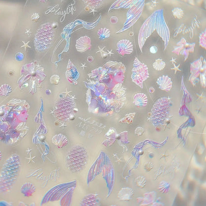 Colorful Water Bubble 5D Nail Art Stickers Goldfish Koi carp Dreamy Polarized Dreamlike Self Adhesive Delicate Manicure Decals