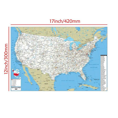 English Map USA Map Road Map Canvas Painting Living Room Home Decoration Children School Supplies