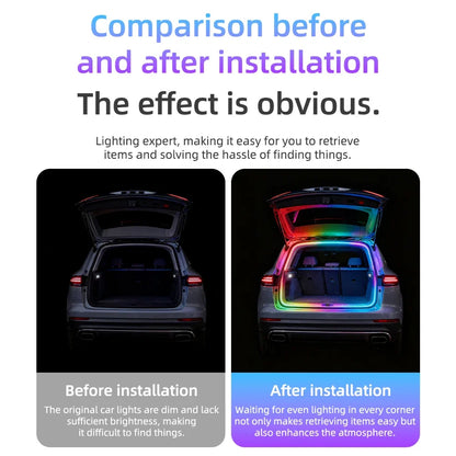 New car universal trunk and trunk lights with colorful lighting APP control LED ambient light RGB decorative light