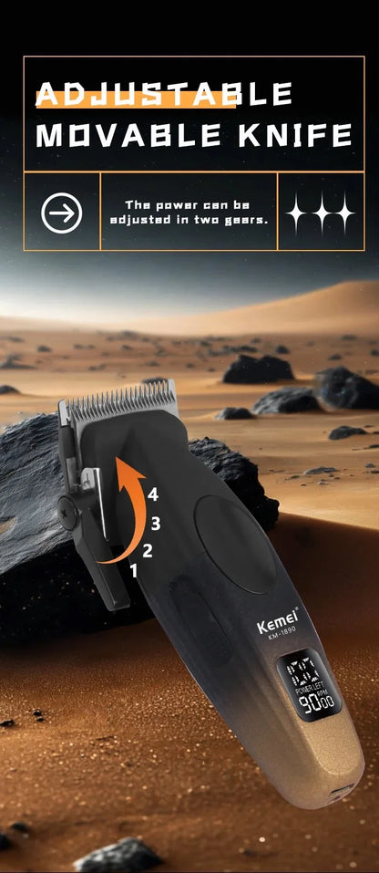 Kemei Professional Barber Hair Clippers Cordless Rechargeable Hair Trimmer Electric Men Hair Cutting Machine Metal Body 9000RPM