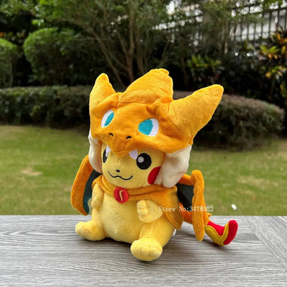 4 Styles Cosplay Pokemon Plush Mega Shiny Charizard XY Pikachu Cloak Stuffed Toy Cartoon Soft Doll
