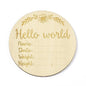 Wooden Baby Growth Souvenir Card Milestone Engraved Hello World Round Wooden Milestone Newborn Photography Props