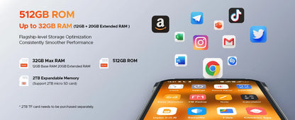 DOOGEE V Max Pro 5G Rugged Phone Dimensity 7050 6.58'' 120Hz 22000mAh Large Battery 12GB+512GB Lighting Effects 5g Smartphone