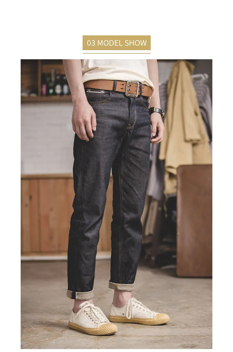 Maden Retro 11.6oz Selvedge Raw Denim Jeans Tapered Regular Fit Cotton Jeans with Zipper Fly High Quality Versatile Men's Pants
