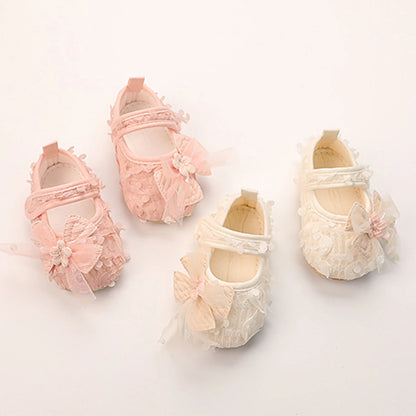 Baby Girl Princess Bow Flats Shoes Infants Petal Walker Crib Shoes for Newborn Infants Cute Soft Soles First Walkers