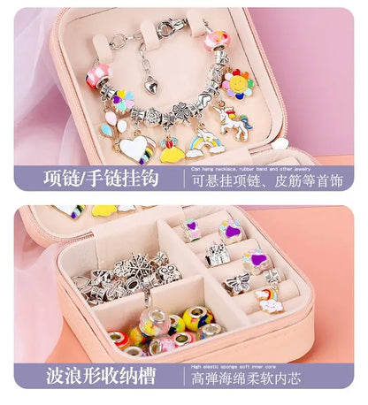 Diy Jewelry Making Kit Toys DIY Beaded Bracelet Set with Storage Box for Girls Gift Acrylic European Large Hole Beads Handmade